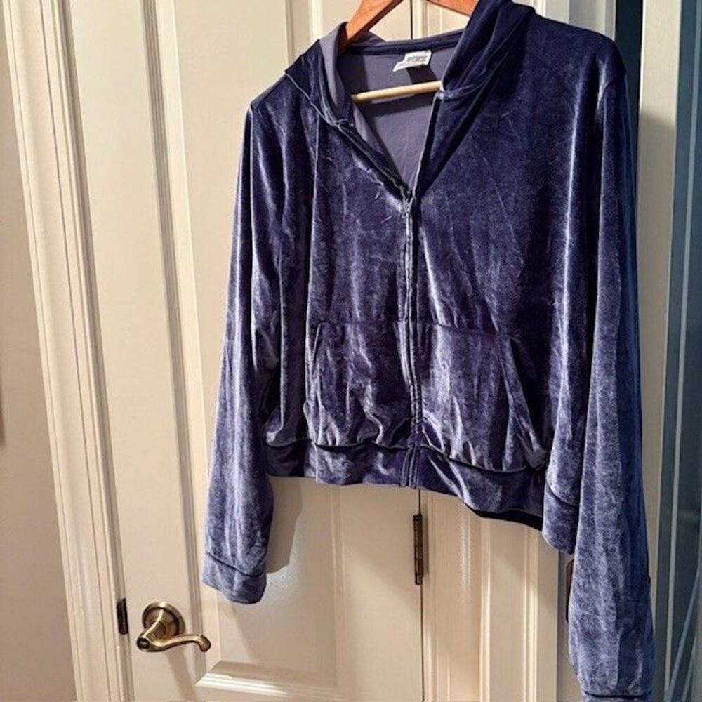 Victoria Secret‎ PINK Plus Size XXL Blue Velour Hoodie  Style 135579-QB5